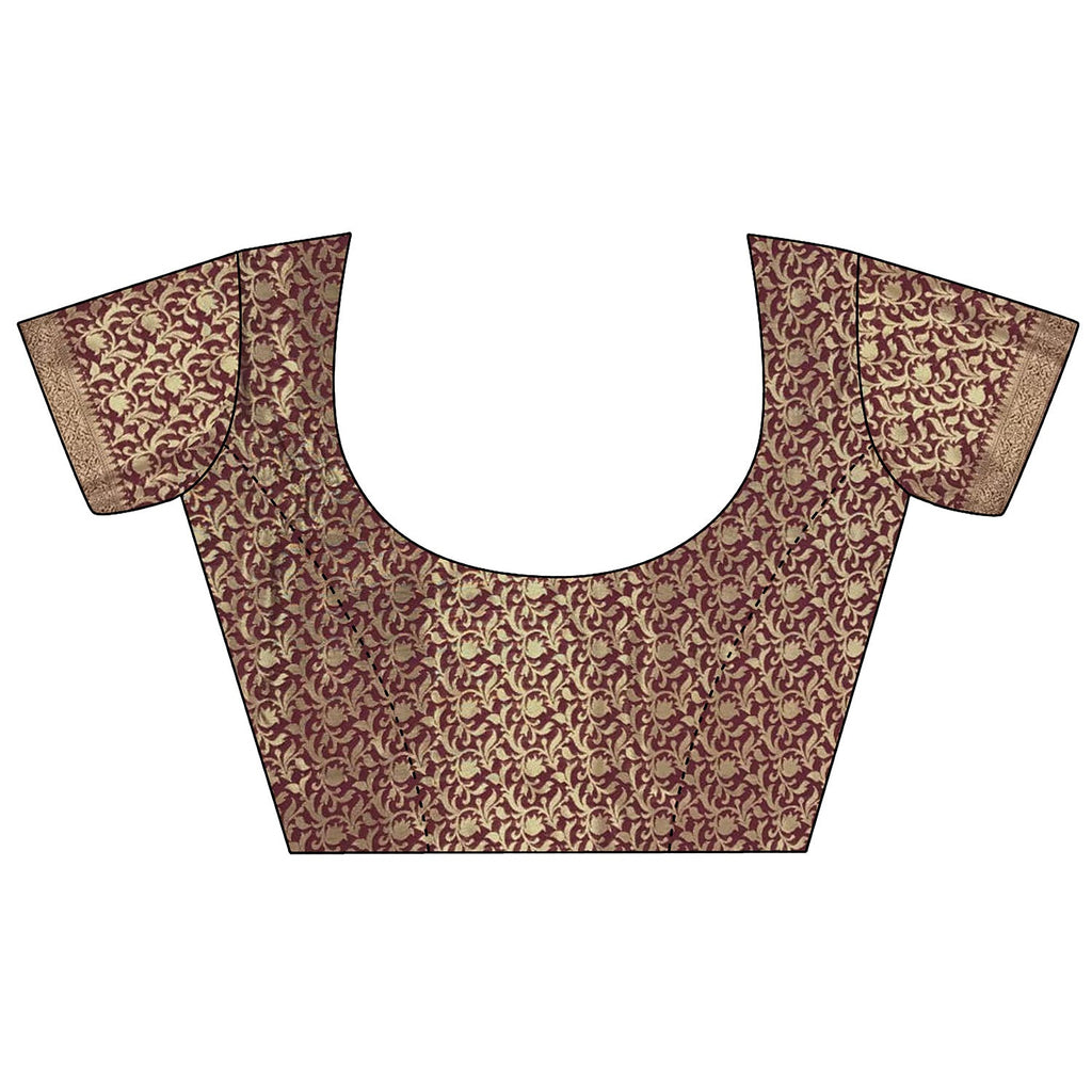 Joban Fashion Chestnut Brown Soft Banarasi Silk Jacquard Weaving Saree - Distacart