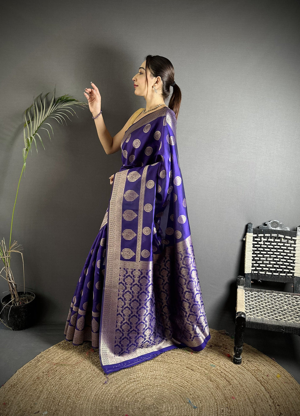 Joban Fashion Purple Soft Banarasi Silk Jacquard Weaving Saree - Distacart