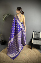 Joban Fashion Purple Soft Banarasi Silk Jacquard Weaving Saree - Distacart