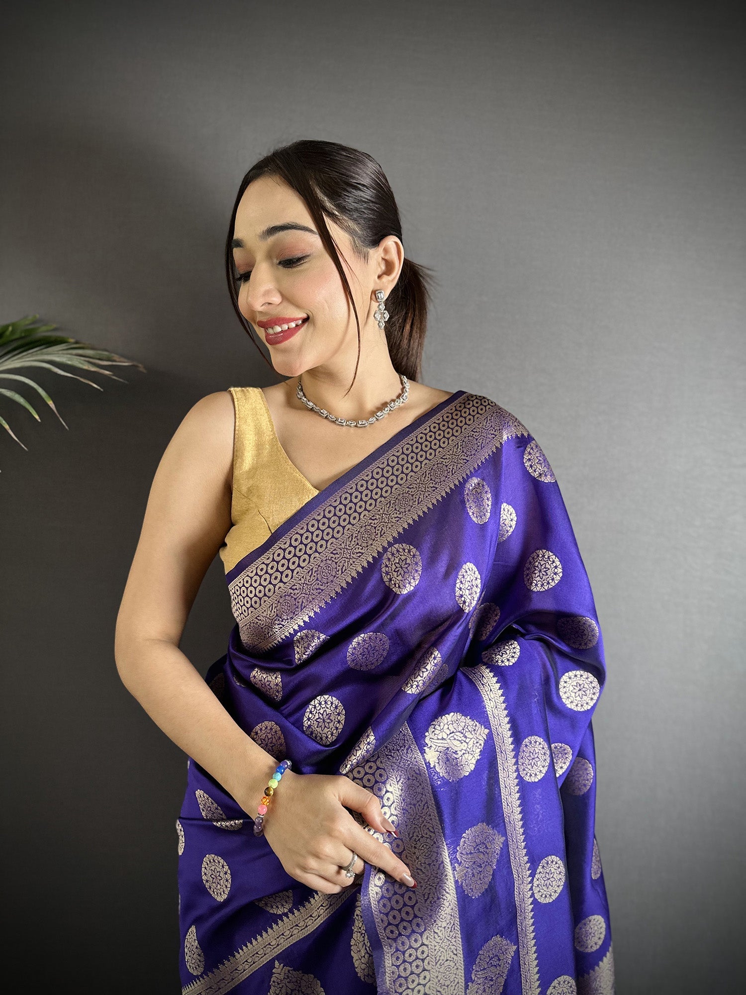 Joban Fashion Purple Soft Banarasi Silk Jacquard Weaving Saree - Distacart