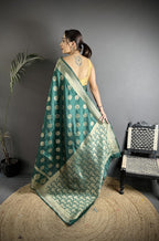 Joban Fashion Green Soft Banarasi Silk Jacquard Weaving Saree - Distacart