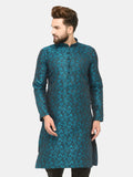 Jompers Men's Green & Black Self Design Kurta Only