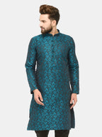 Jompers Men's Green & Black Self Design Kurta Only