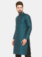 Jompers Men's Green & Black Self Design Kurta Only