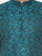 Jompers Men's Green & Black Self Design Kurta Only