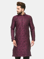 Jompers Men's Purple & Black Self Design Kurta Only