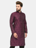 Jompers Men's Purple & Black Self Design Kurta Only