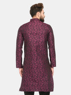 Jompers Men's Purple & Black Self Design Kurta Only