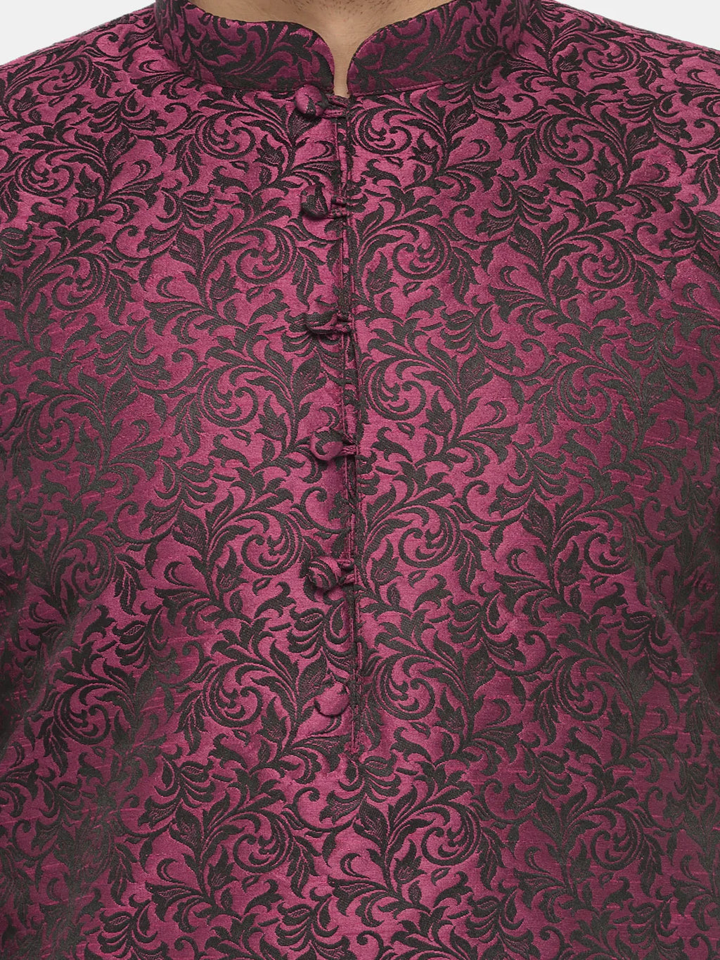Jompers Men's Purple & Black Self Design Kurta Only