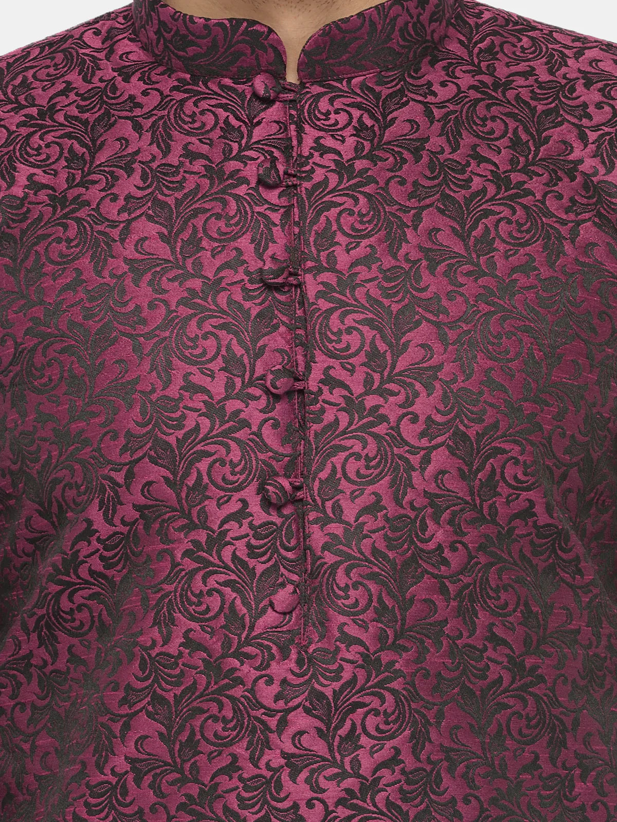 Jompers Men's Purple & Black Self Design Kurta Only