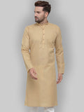 Jompers Men's Beige & White Solid Kurta Only