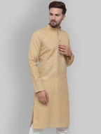 Jompers Men's Beige & White Solid Kurta Only