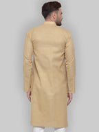 Jompers Men's Beige & White Solid Kurta Only