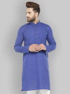 Jompers Men's Royal Blue & White Solid Kurta Only