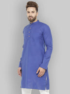 Jompers Men's Royal Blue & White Solid Kurta Only