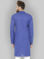 Jompers Men's Royal Blue & White Solid Kurta Only