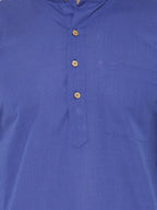 Jompers Men's Royal Blue & White Solid Kurta Only