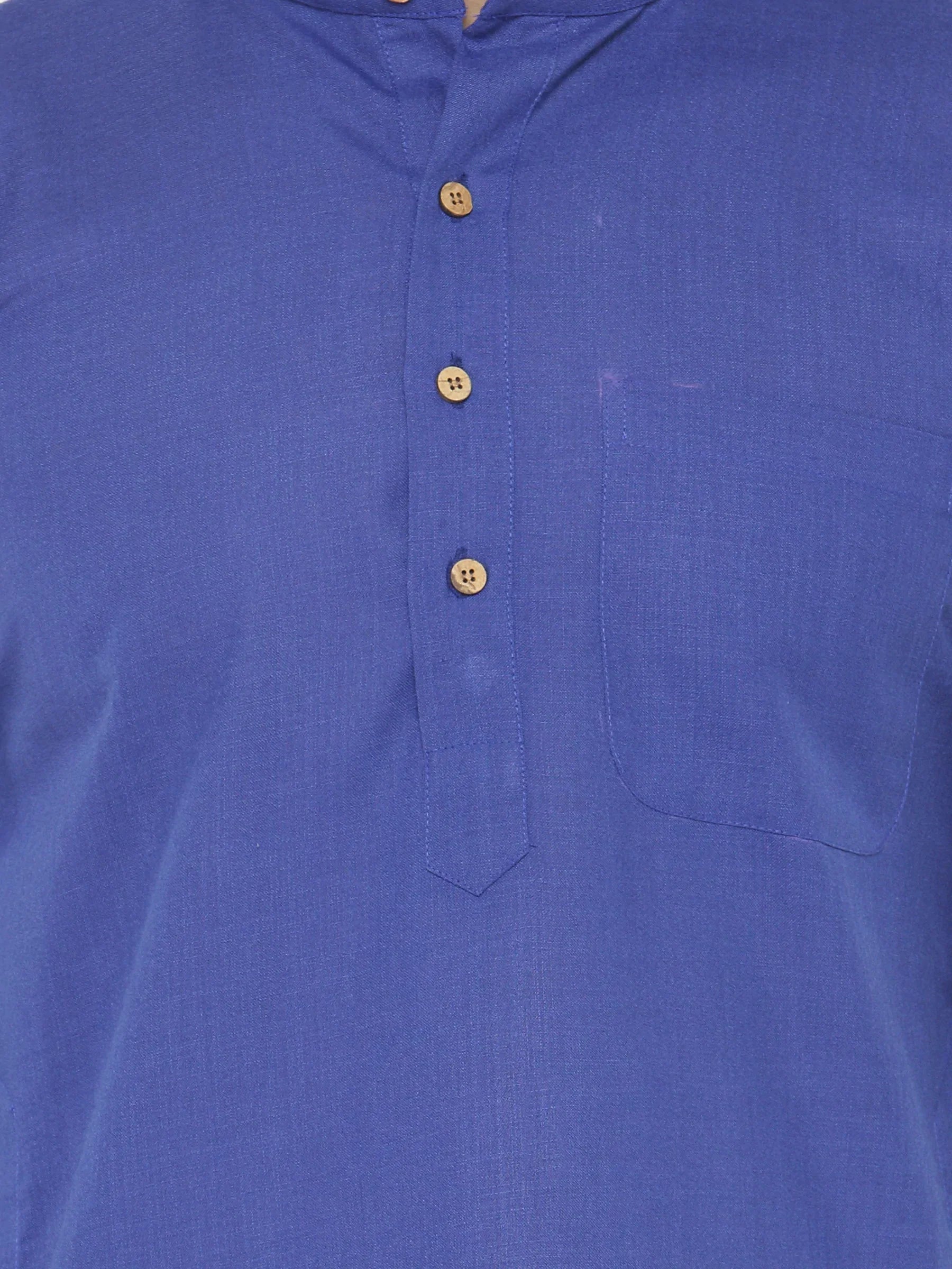 Jompers Men's Royal Blue & White Solid Kurta Only