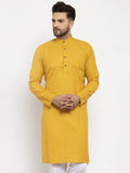 Jompers Men's Yellow & White Solid Kurta Only
