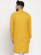 Jompers Men's Yellow & White Solid Kurta Only