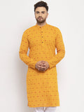 Jompers Men Yellow & White Cotton Printed Kurta Only - Distacart