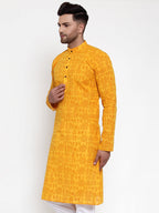 Jompers Men Mustard Printed Straight Kurta Only - Distacart