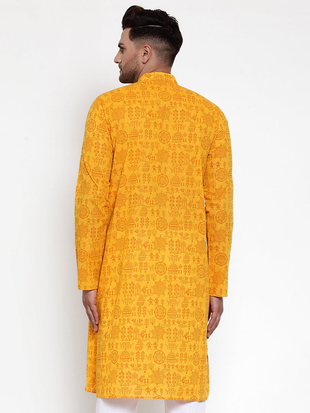 Jompers Men Mustard Printed Straight Kurta Only - Distacart