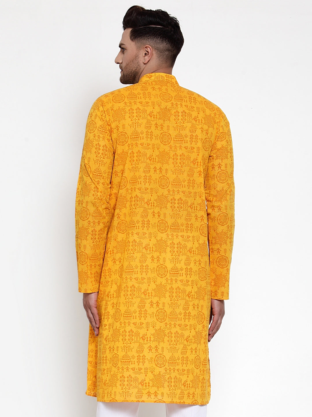 Jompers Men Mustard Printed Straight Kurta Only - Distacart