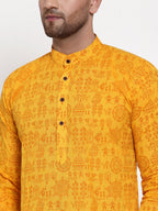 Jompers Men Mustard Printed Straight Kurta Only - Distacart
