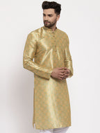 Jompers Men Green & Gold-Toned Printed Kurta onlly - Distacart