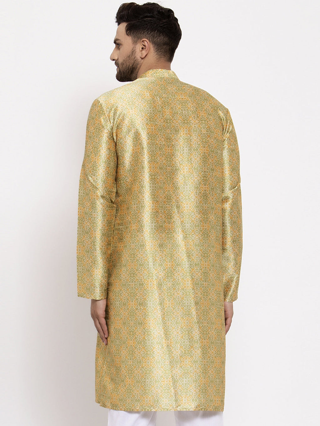 Jompers Men Green & Gold-Toned Printed Kurta onlly - Distacart