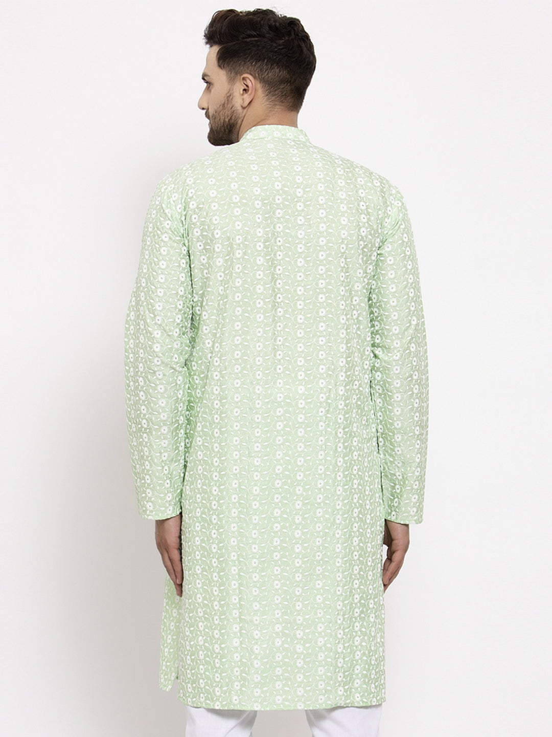 Jompers Men Mint Green Embroidered Kurta Only - Distacart