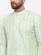 Jompers Men Mint Green Embroidered Kurta Only - Distacart