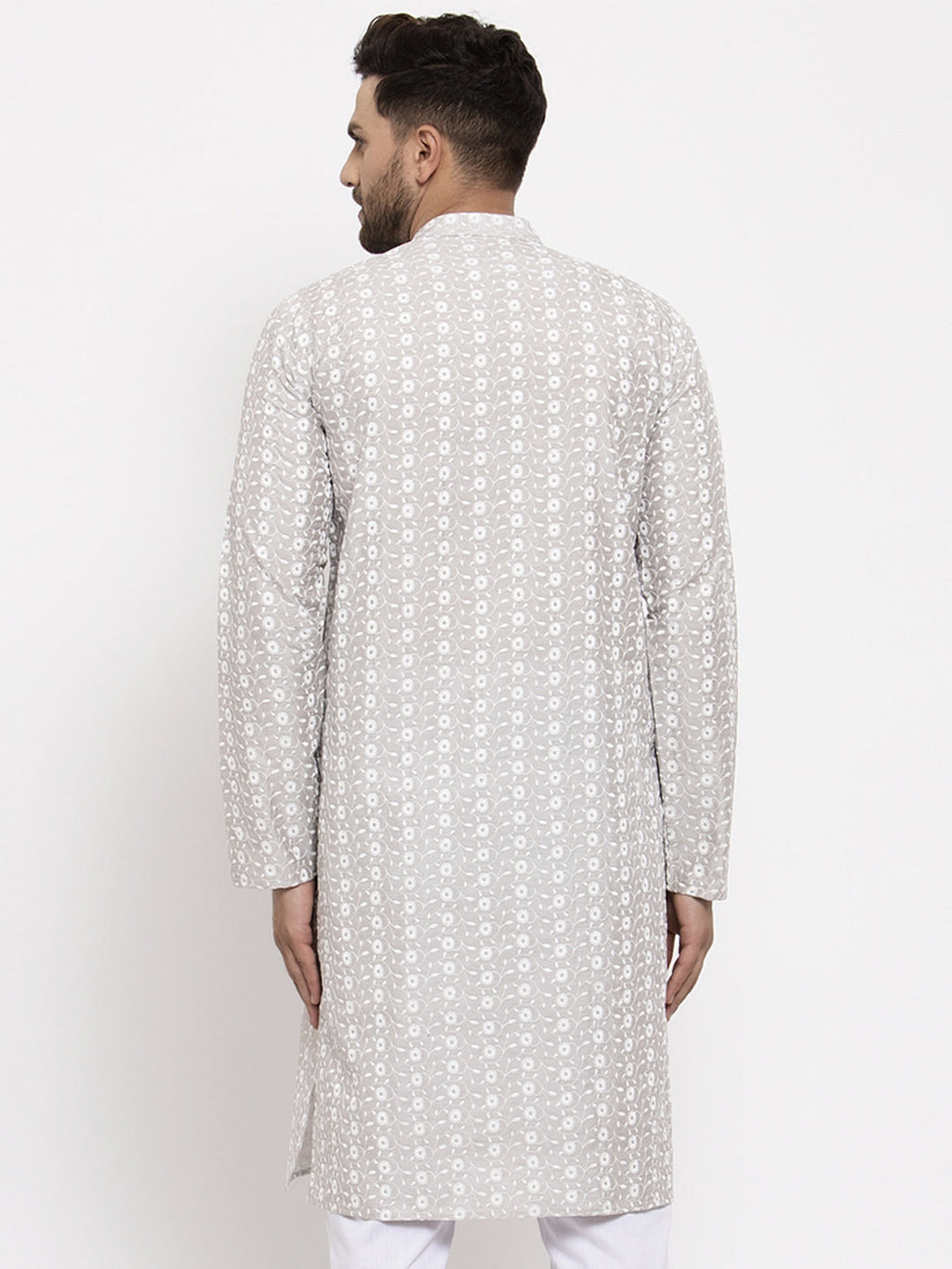 Jompers Light Grey Embroidered Kurta Only - Distacart