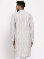 Jompers Light Grey Embroidered Kurta Only - Distacart