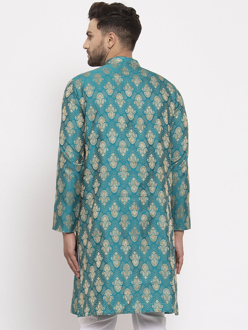 Jompers Men Green Jacquard Kurta Only - Distacart