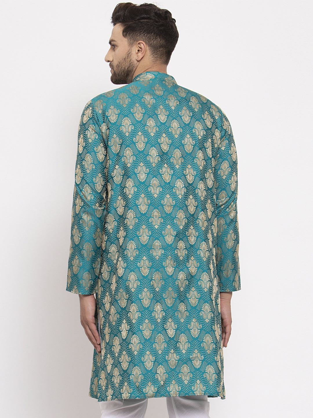 Jompers Men Green Jacquard Kurta Only - Distacart