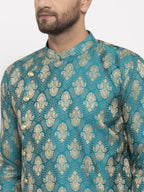 Jompers Men Green Jacquard Kurta Only - Distacart