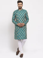 Jompers Men Green Jacquard Kurta Only - Distacart