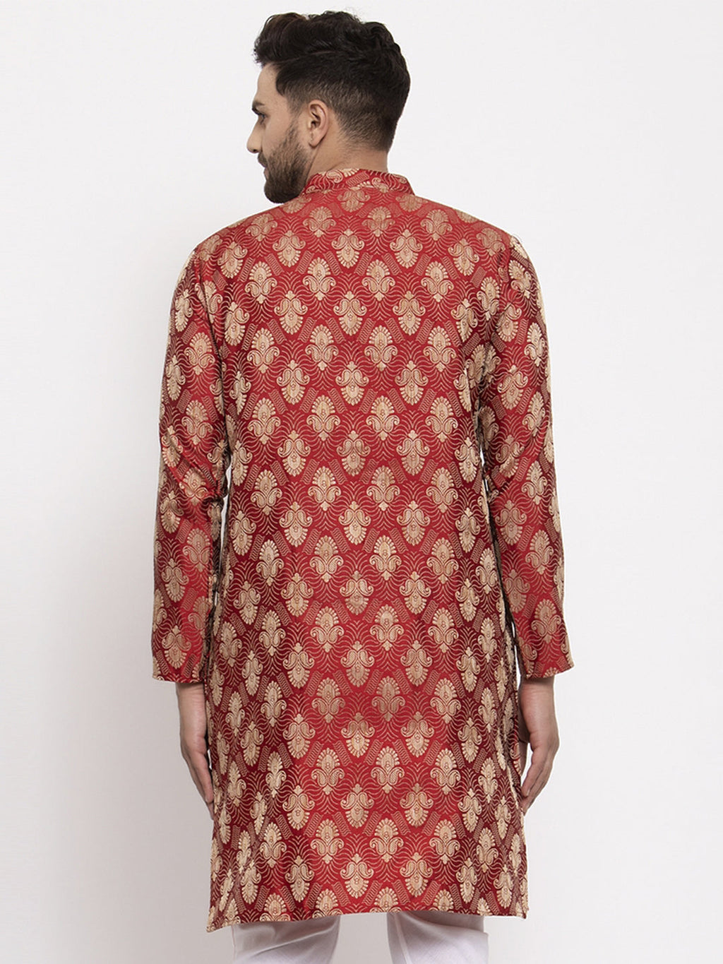 Jompers Men Maroon Jacquard Kurta Only - Distacart