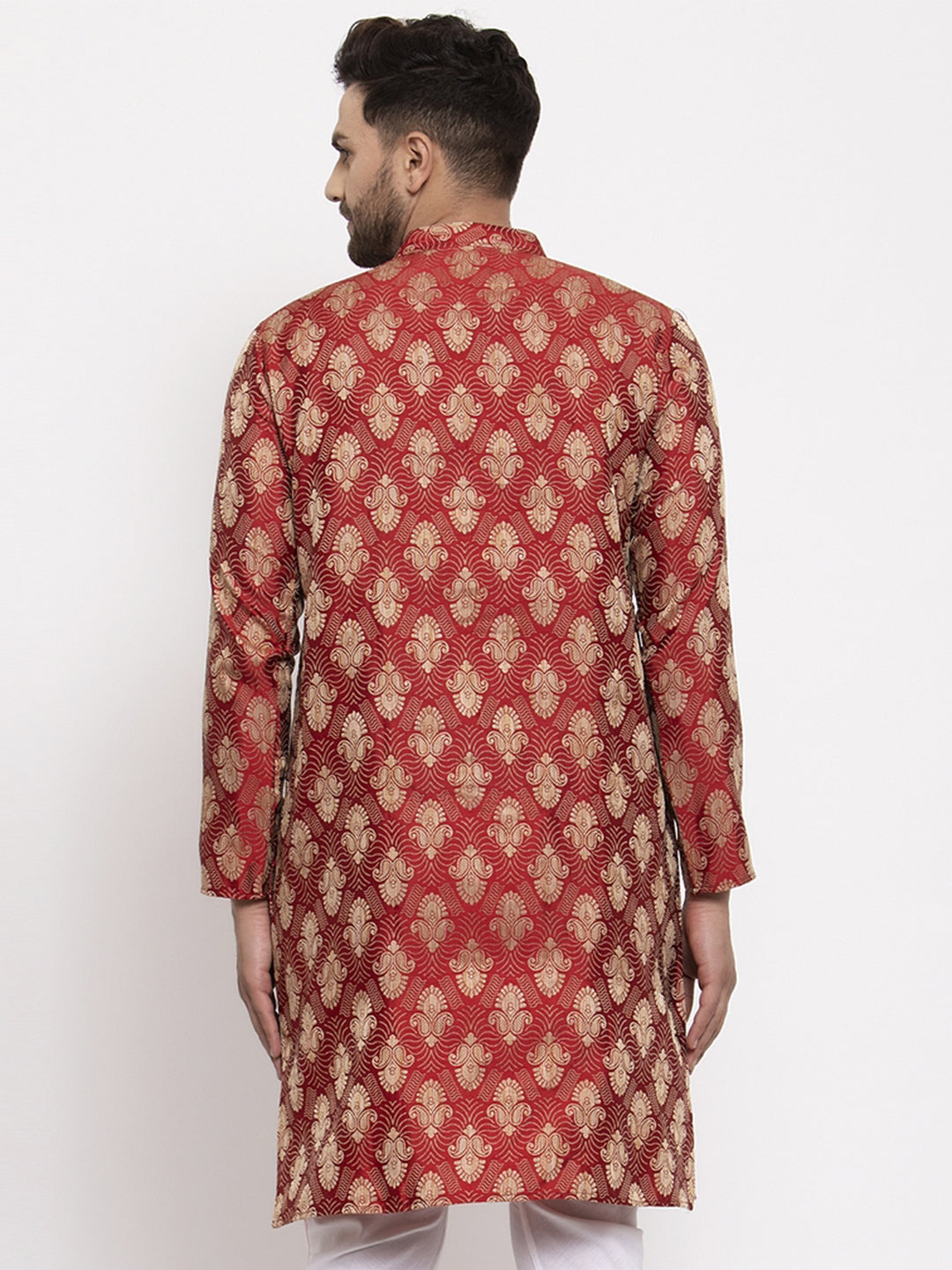 Jompers Men Maroon Jacquard Kurta Only - Distacart