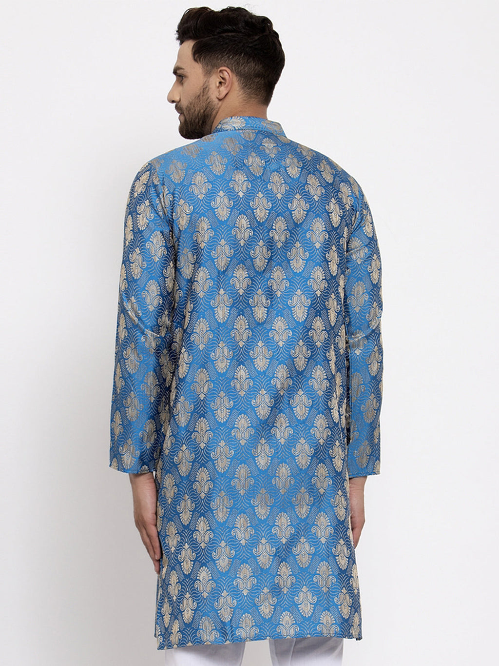 Jompers Men Blue Jacquard Kurta Only - Distacart