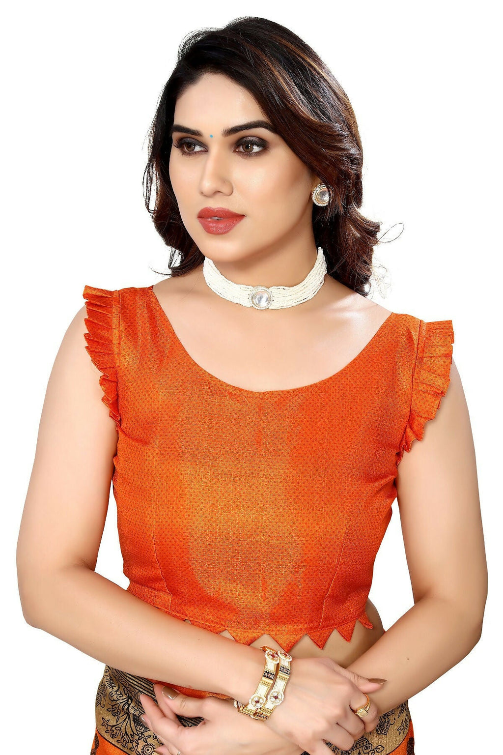 Vamika Orange Printed Art Silk Saree