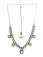 Dual Tone Kundan Neckpiece (silver) - Ruby Raang