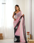Georgette Pedding Color, Embroidery Work Party Wear Pink Saree - Erisha