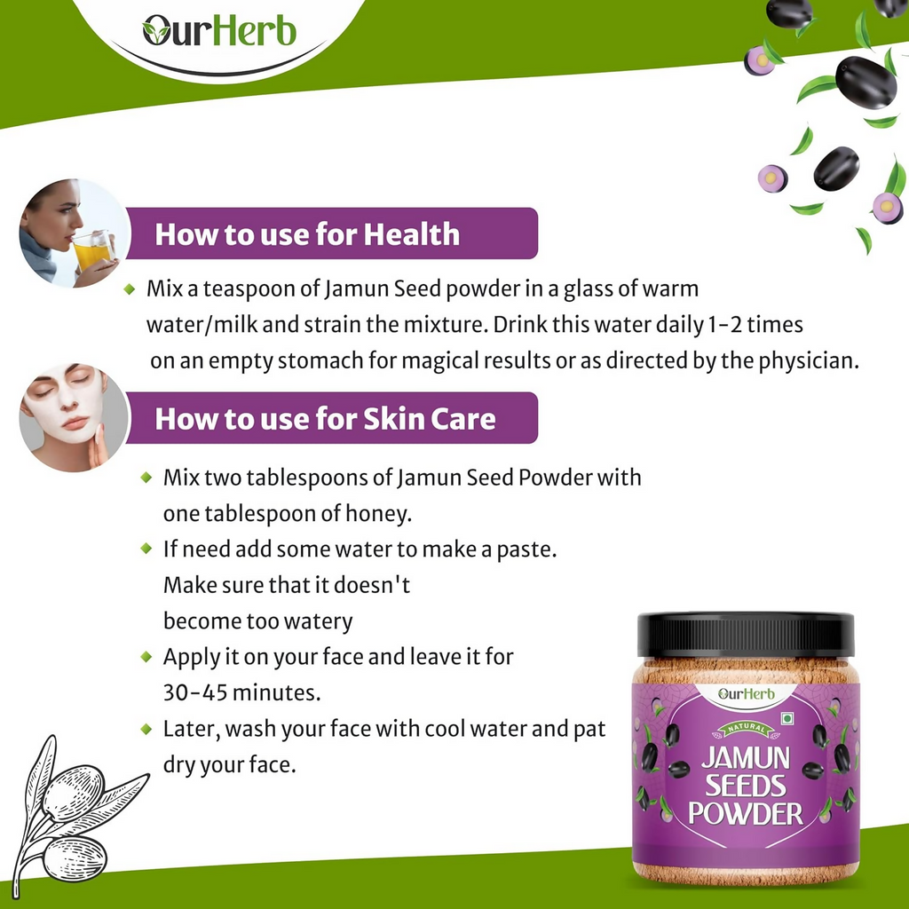 OurHerb Pure & Natural Jamun Seeds Powder