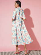 Myshka Women Multi Floral Rayon A-Line V-Neck Dress - Distacart