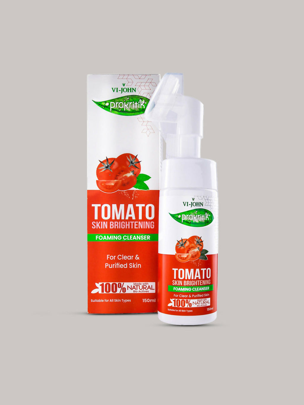 VI-JOHN Prakritik Tomato Skin Brightening geling For Detans,100% Natural Bio Actives Face Wash - Distacart