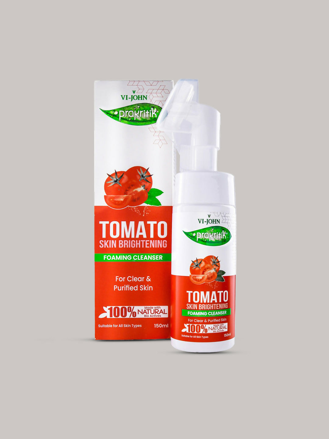 VI-JOHN Prakritik Tomato Skin Brightening geling For Detans,100% Natural Bio Actives Face Wash - Distacart