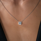 Cauer Elegant 14K White Gold Plated Moissanite Pendant Necklace